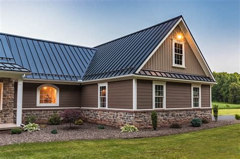 brick house with gray metal roof|houses with metal roofs pictures.